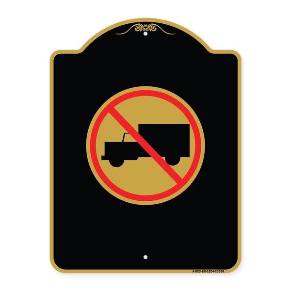 Designer Series Sign-No Truck, Black & Gold Aluminum Architectural Sign, 18
